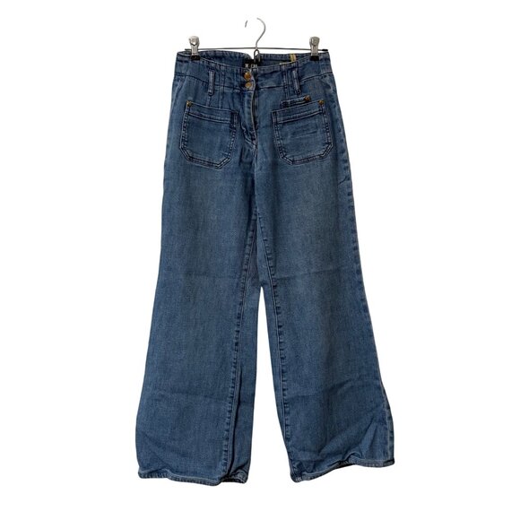Anthropologie Maeve Medium Wash High Rise Wide Leg Jeans Womens Size 26 - Picture 1 of 5